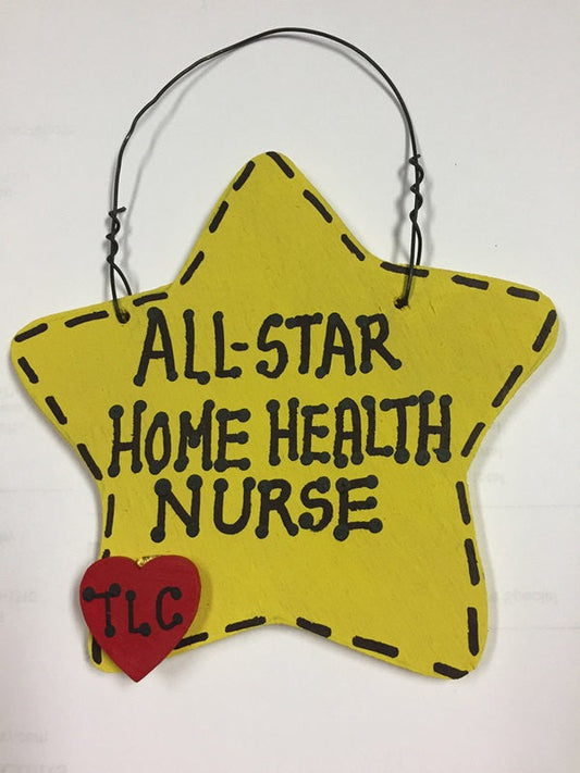 017HHN Yellow Star w/red heart All Star Home Health Nurse