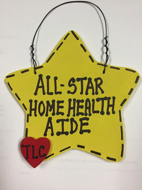 016HHA Yellow Star w/Red Heart All Star Home Health Aide